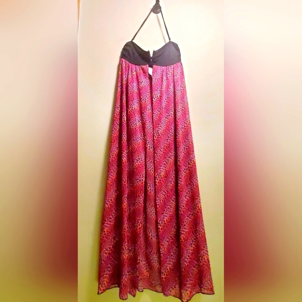 BONGO Summer Beach Swim Suit Sexy Maxi Gauzy CoverUp Medium Animal Print NWT